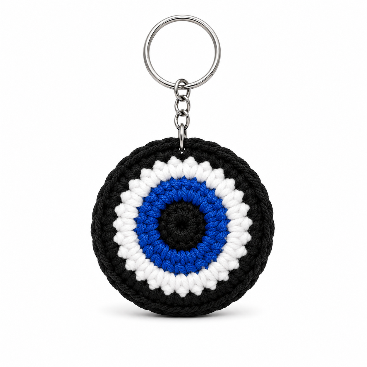 Black Evil Eye Crochet Keychain