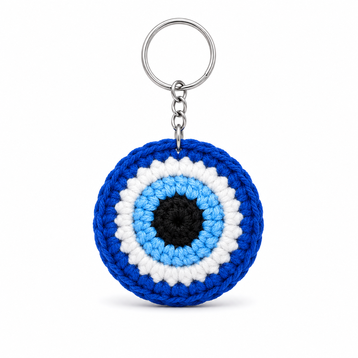 Blue Evil Eye Crochet Keychain
