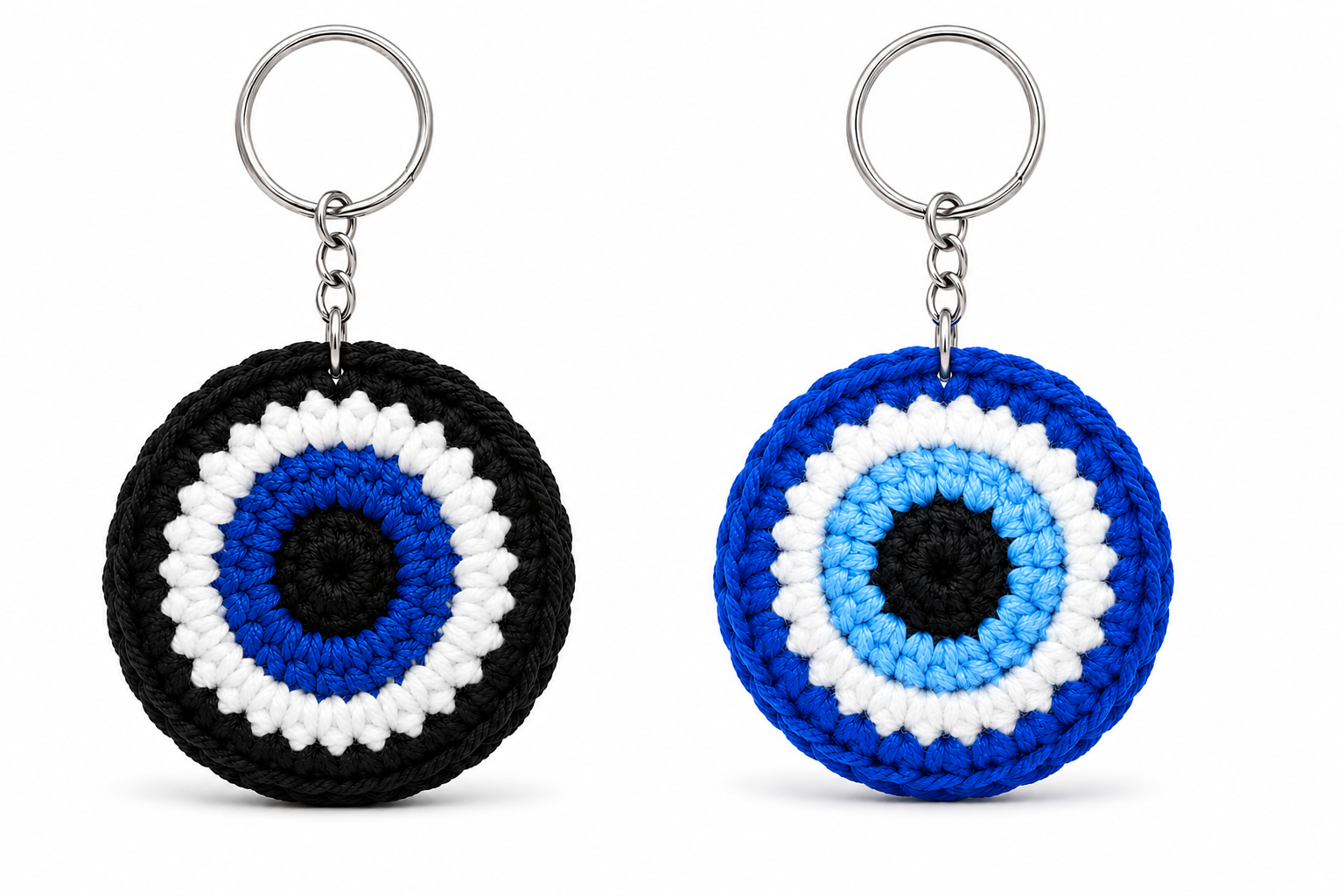 Twin Evil Eye Crochet Keychains (Set of 2)