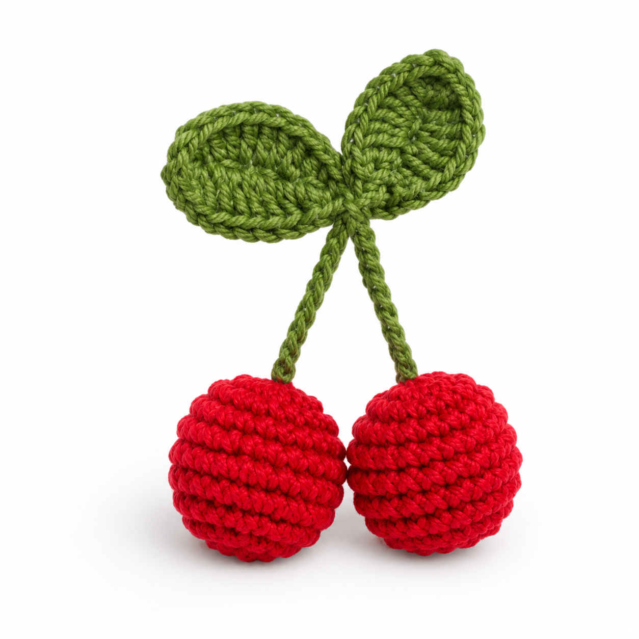 Classic Red Cherry Crochet Keychain