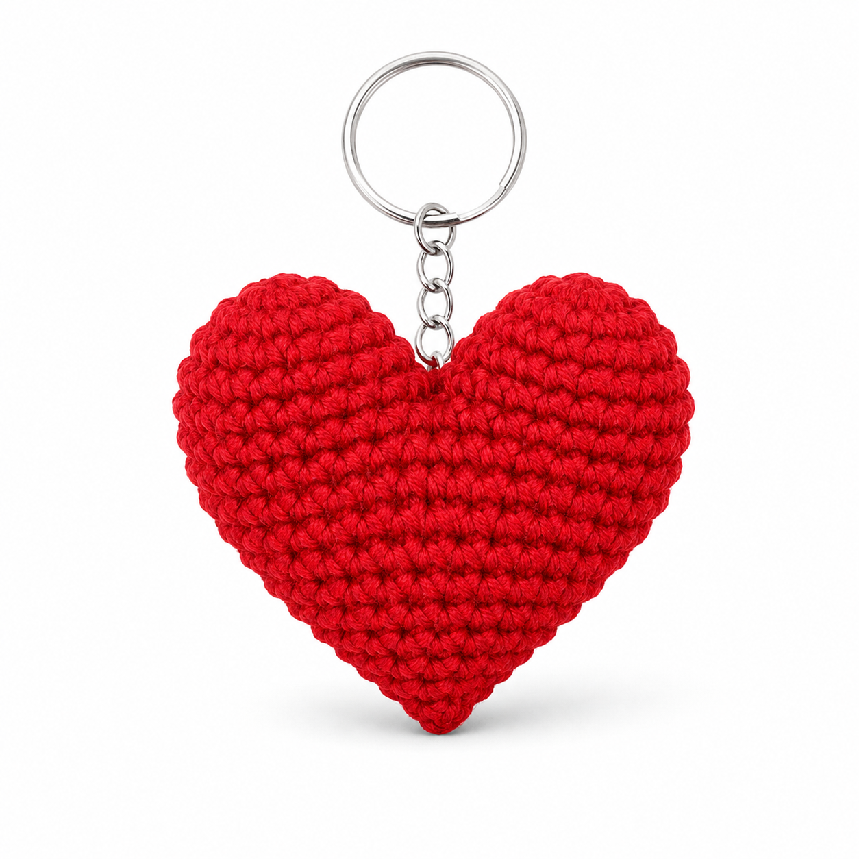 Deep Crimson Heart Crochet Keychain