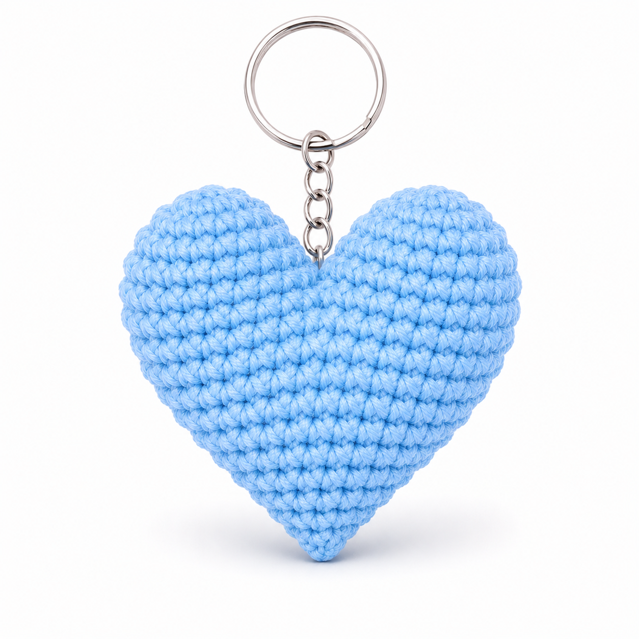 Sky Blue Heart Crochet Keychain