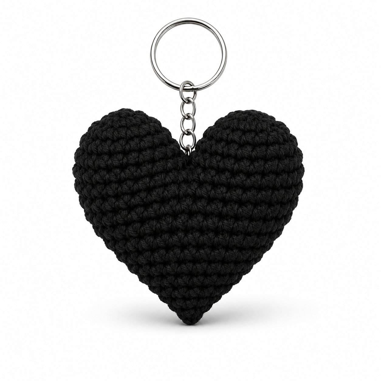 Midnight Black Heart Crochet Keychain