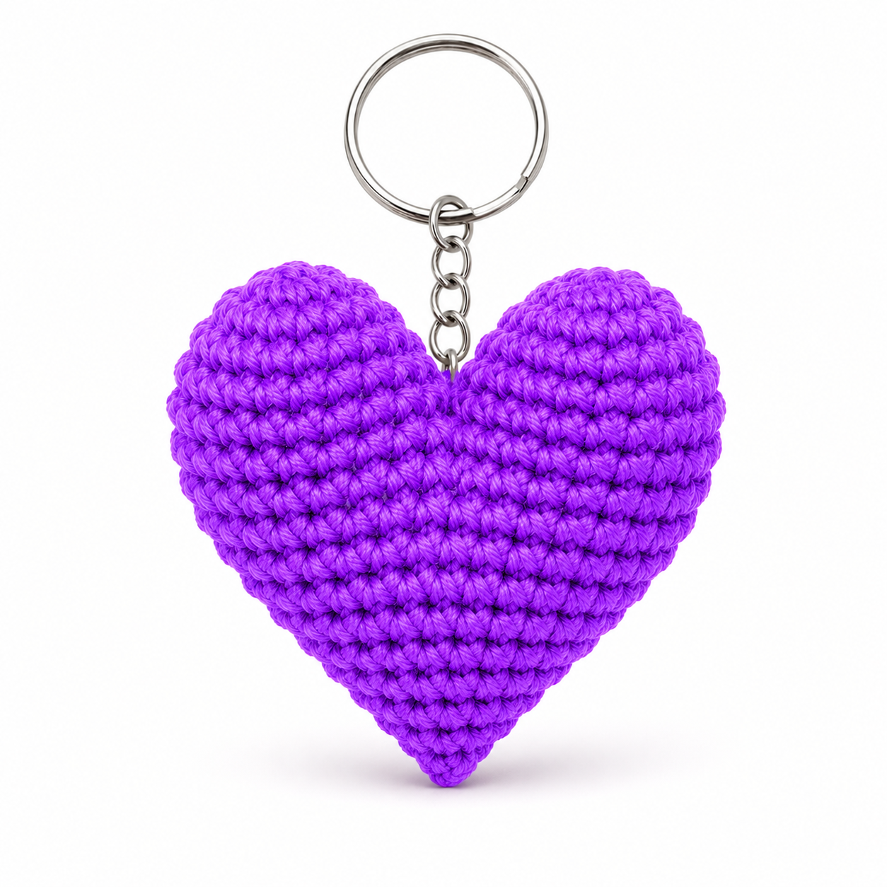 Vibrant Purple Heart Crochet Keychain