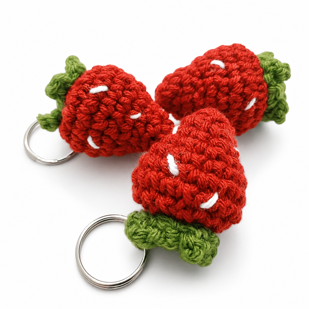 Handmade Sweet Strawberry Crochet Keychain