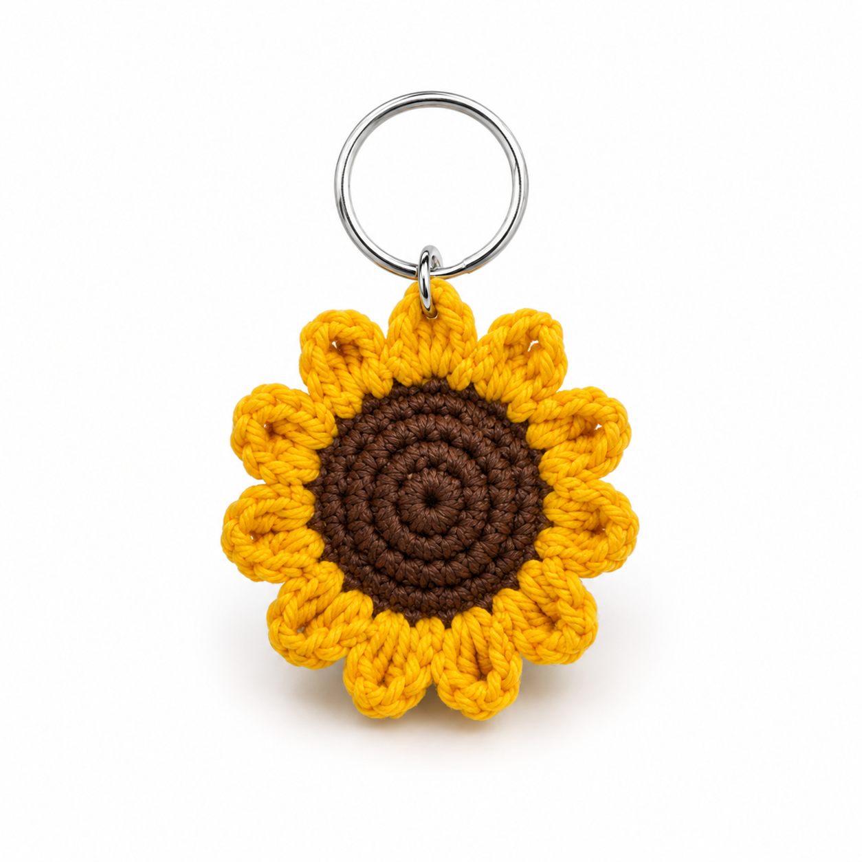 Sunny Sunflower Crochet Keychain