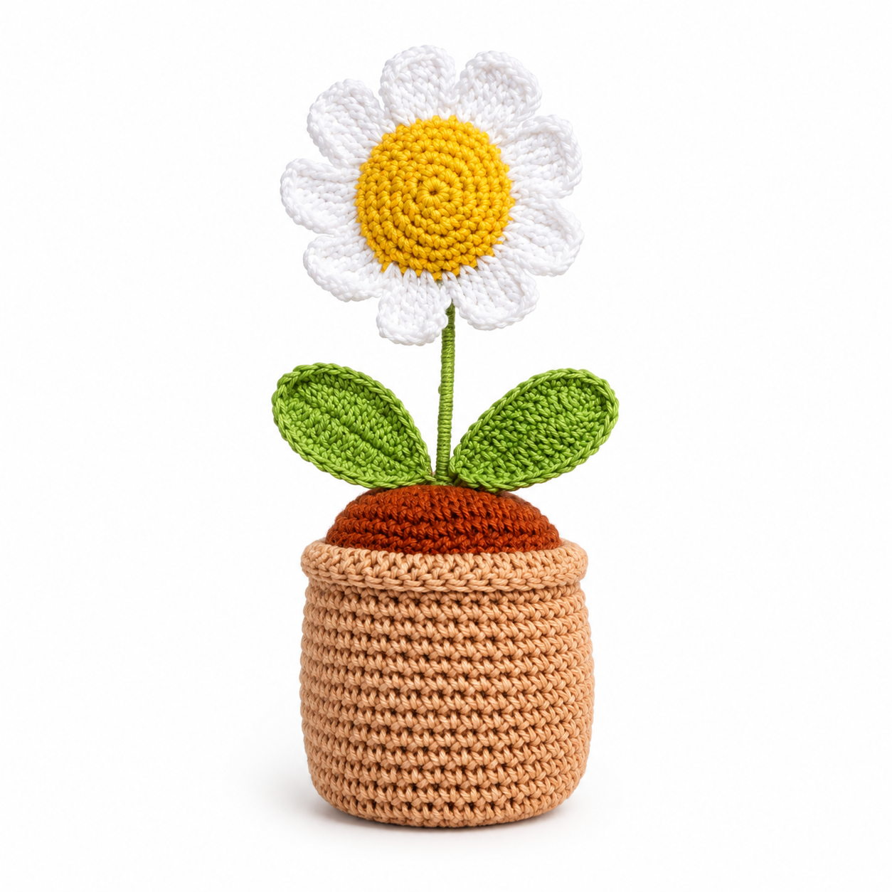 Sunny Daisy Bloom Crochet Plant Pot