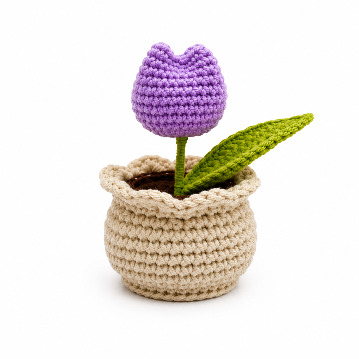 Royal Purple Tulip Blossom Crochet Pot