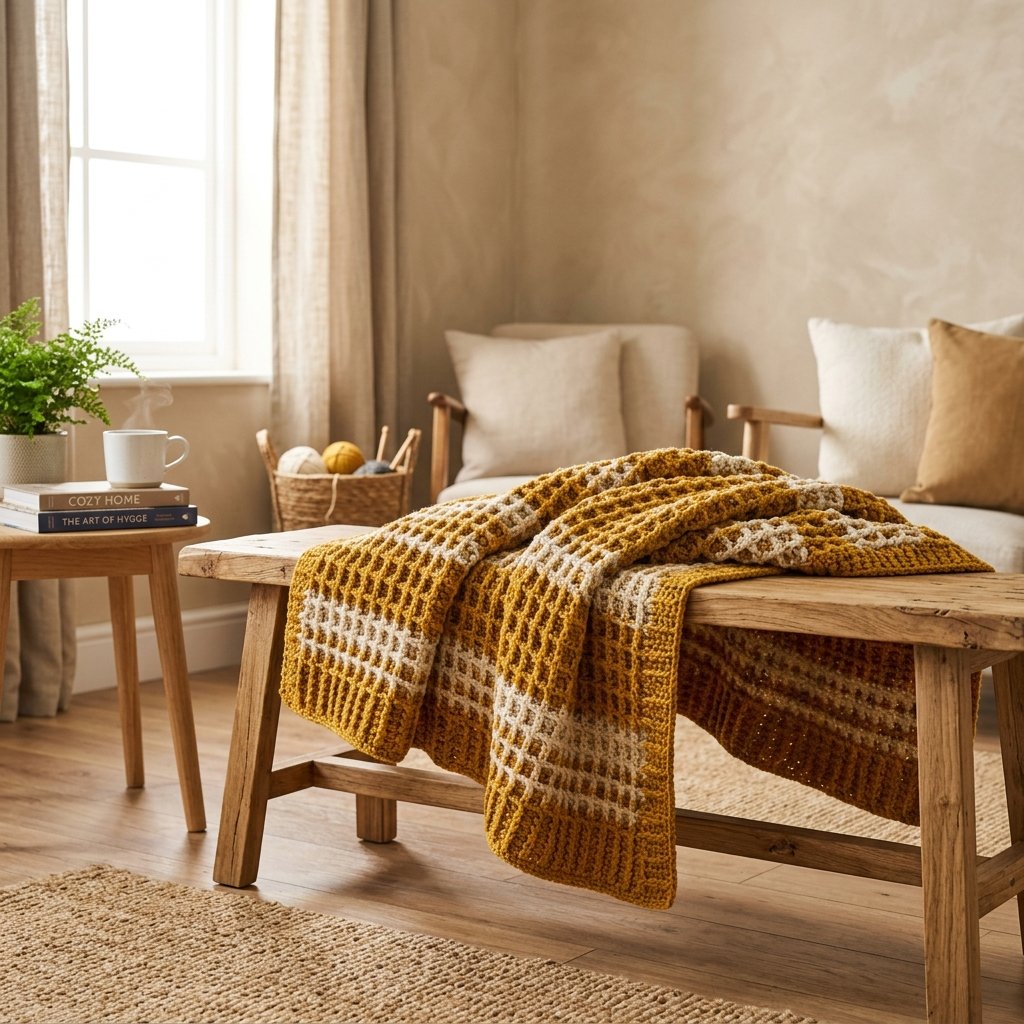 Waffle Stitch Crochet Blanket